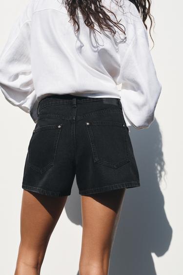 Z1975 MOM FIT MID-WAIST SHORTS - Black by Zara