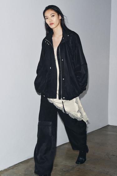 ZW COLLECTION FLUID BOMBER JACKET - Black by Zara