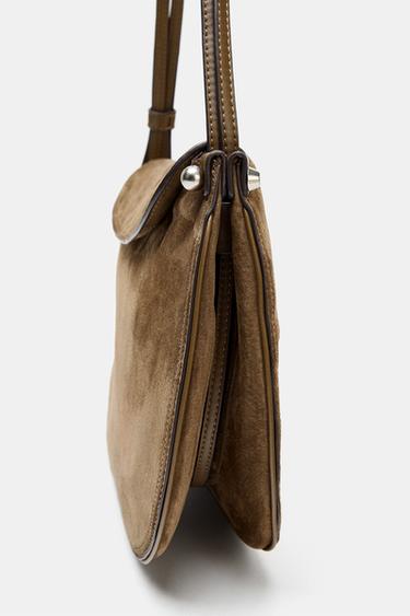LEATHER FLAP HANDBAG - Green by Zara - Image 5