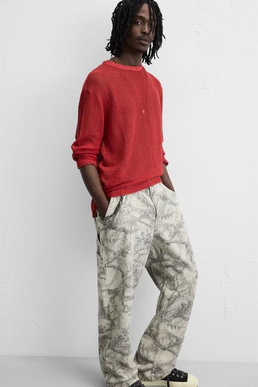 ABSTRACT PRINT CARPENTER TROUSERS - Light grey by Zara