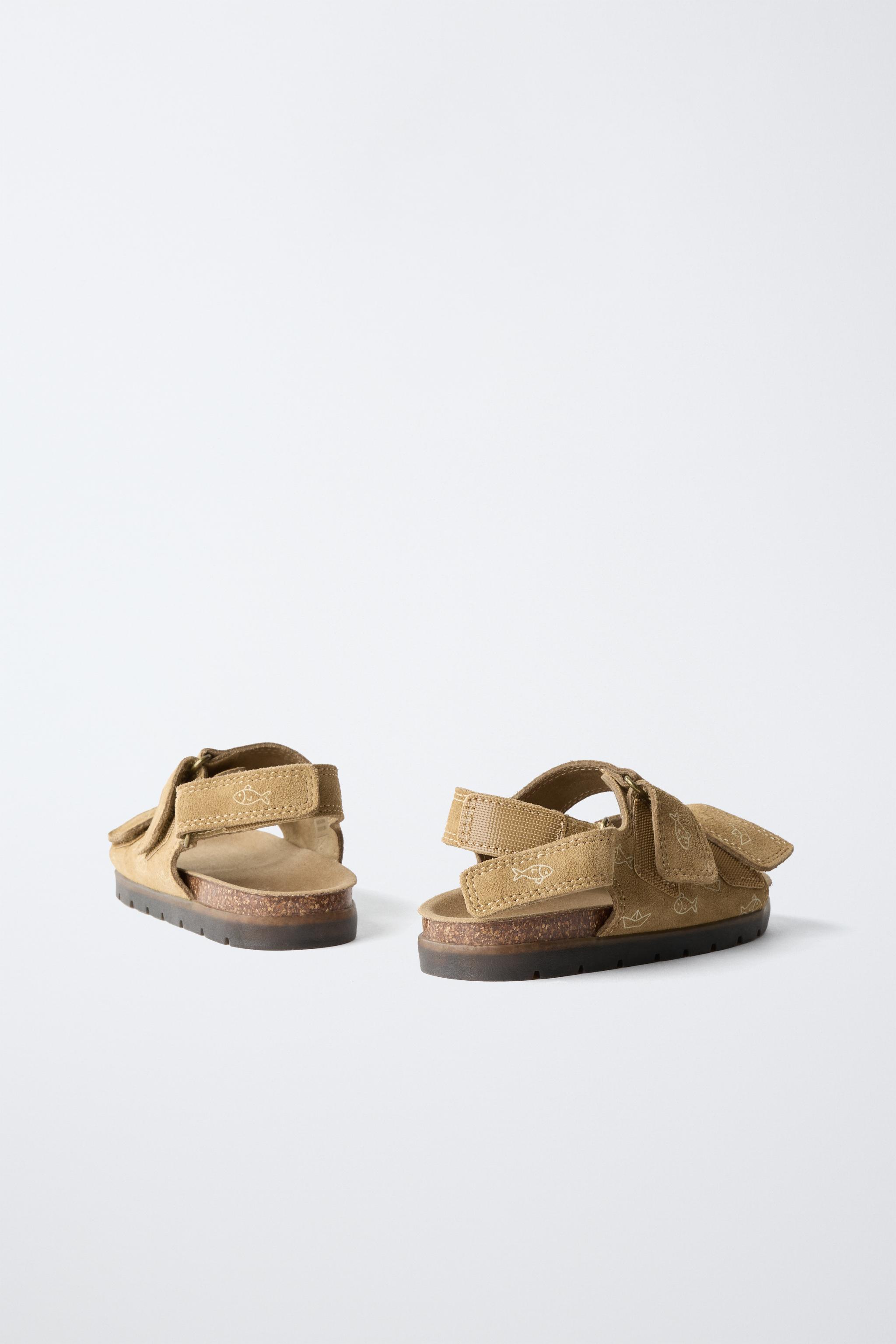 Детские сандалии Zara FISH PRINT LEATHER SANDALS — фото 6