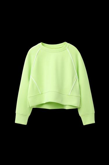 Zara MODAL TRIM SWEATSHIRT - Green - Image 0