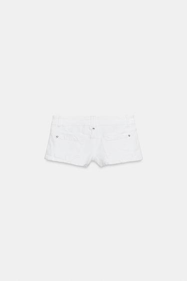 TRF LOW-RISE MINI DENIM SHORTS - White by Zara - Image 5