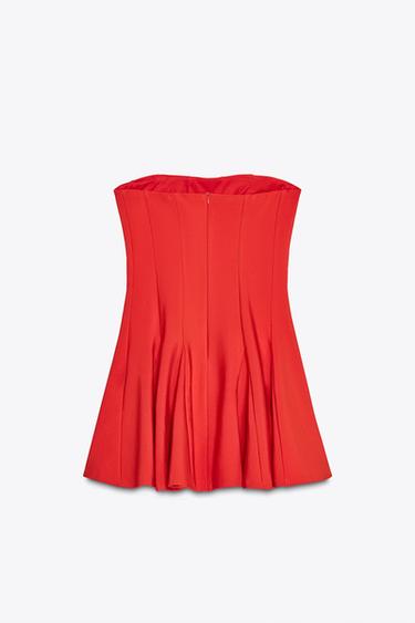 VESTIDO CORTO GODETS - Naranja de Zara