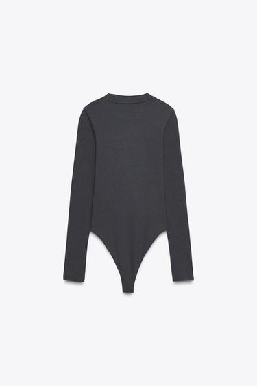 BODY AUS BAUMWOLLE UND MODAL - Bleigrau von Zara