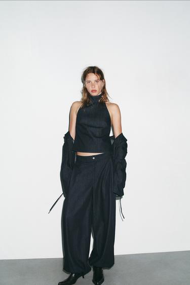 TOP HALTER DENIM TRF - Índigo oscuro de Zara - Imagen 0