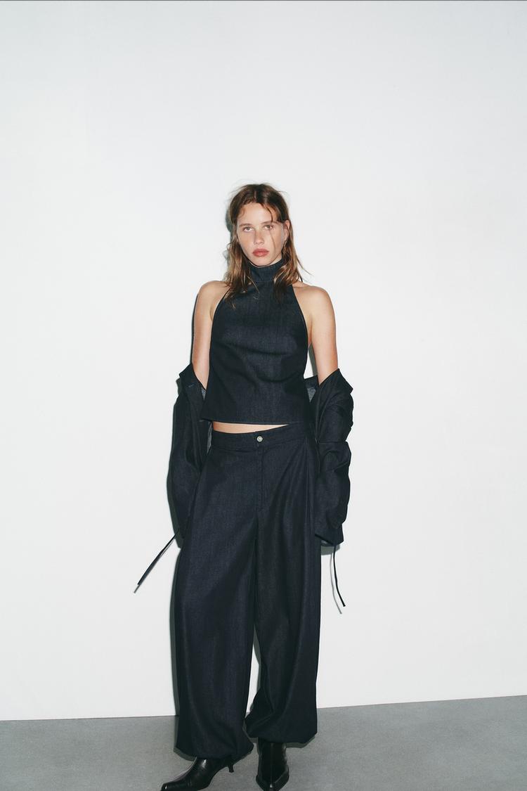 DENIM HALTER TOP TRF