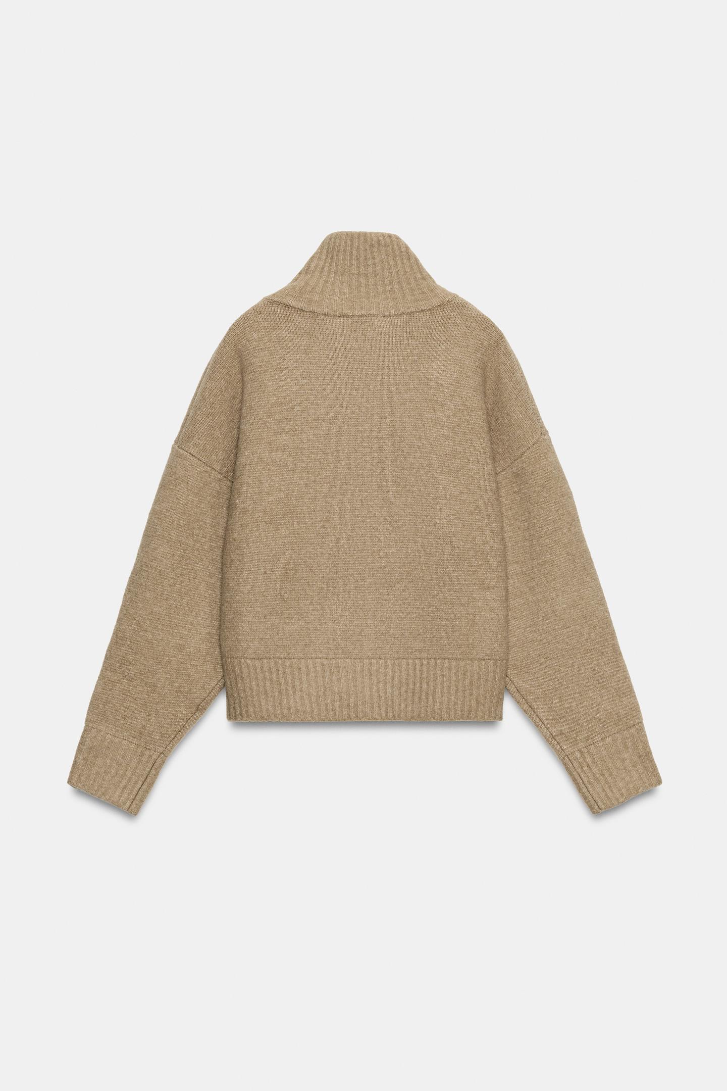 Женский кардиган Zara High Neck, цвет: Серо-коричневый коричневый — фото 8