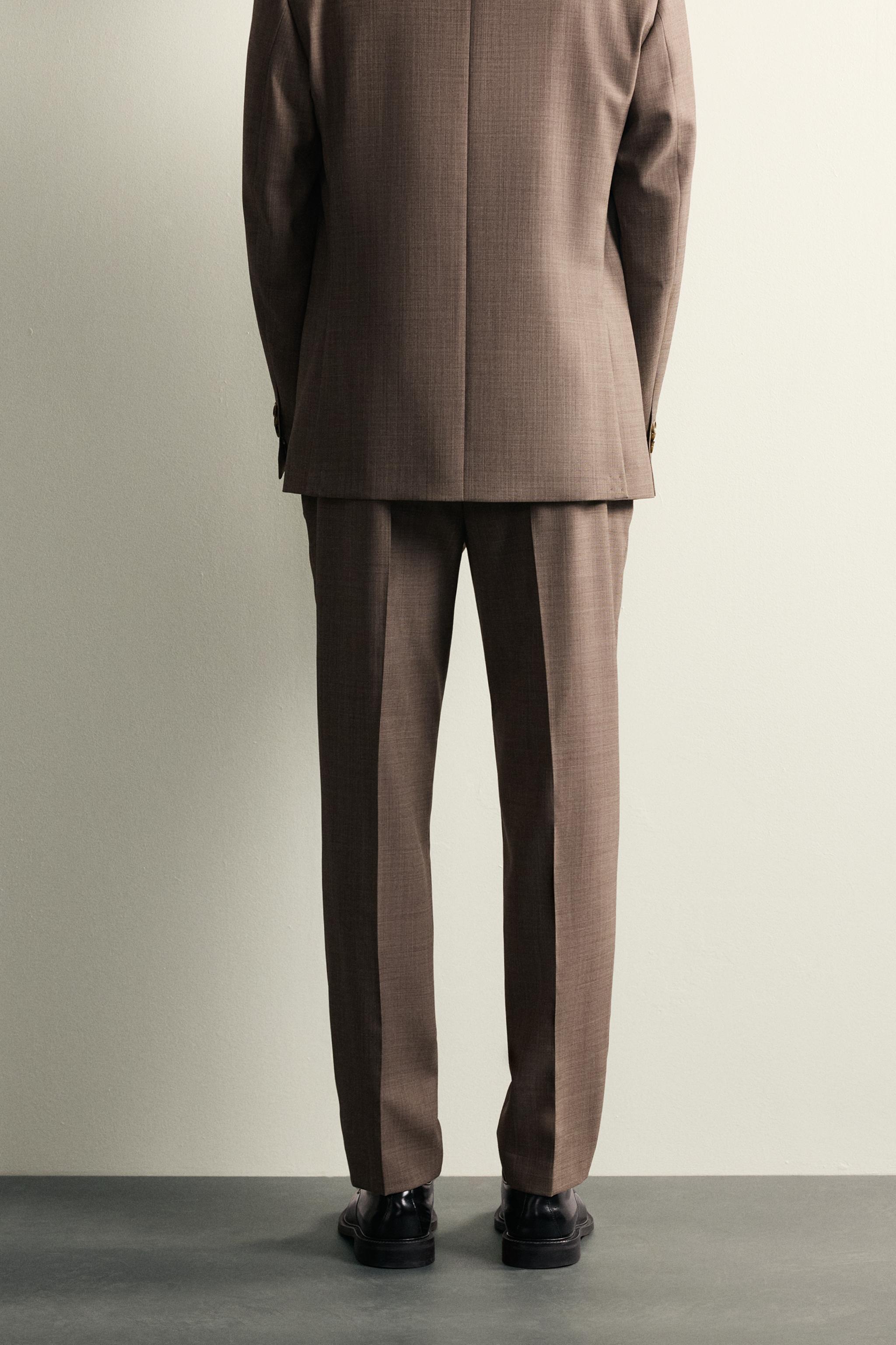 TEXTURED WOOL SUIT PANTS