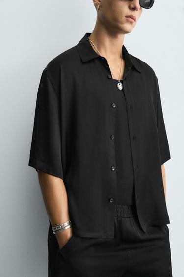 SATIN RELAXED FIT SHIRT - Black by Zara - Image 5