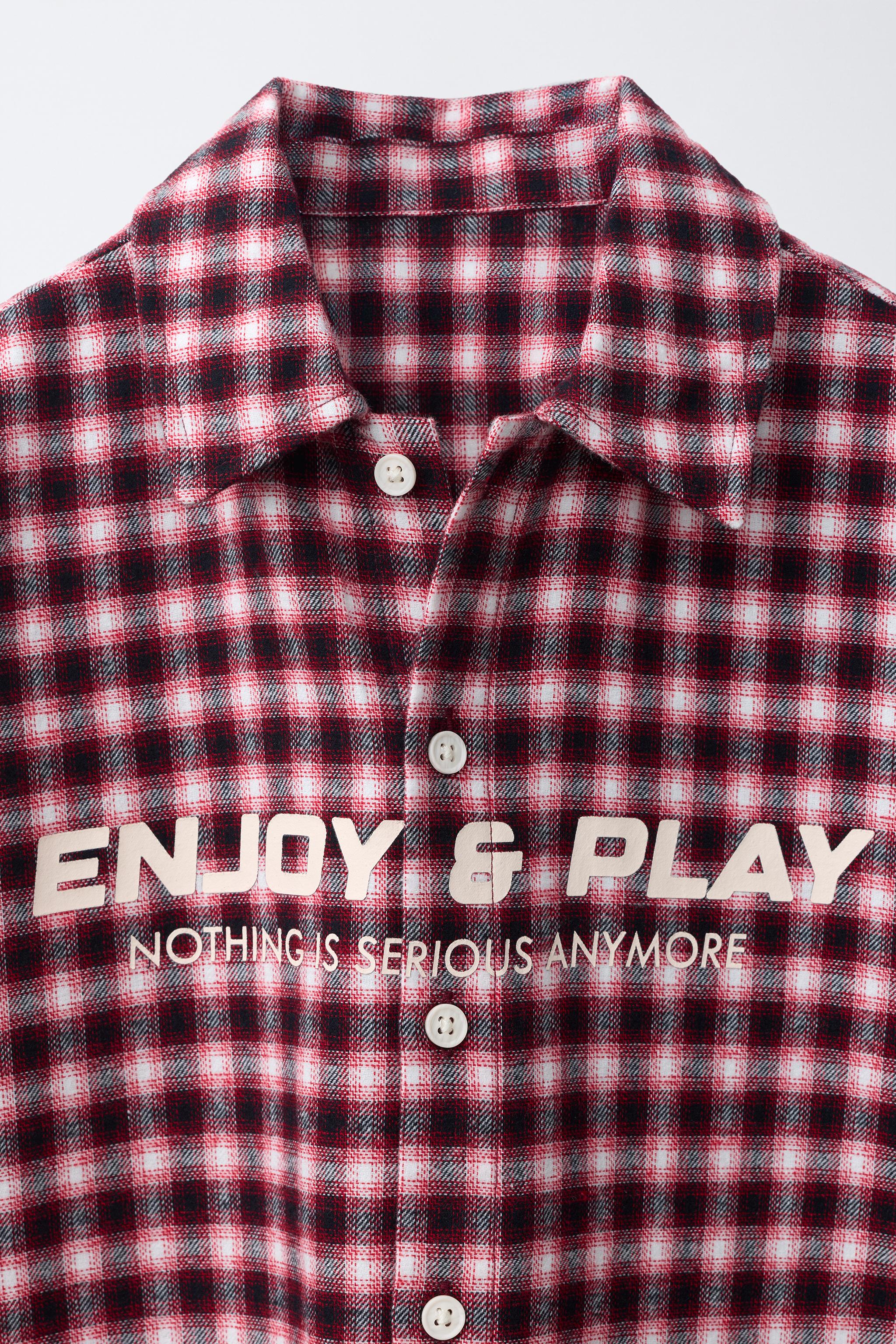 DOUBLE-SLEEVE PLAID PRINT SHIRT