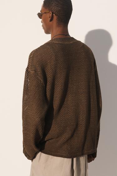 CARDIGAN RELAXED FIT CROCHET - Marron de Zara - Image 2
