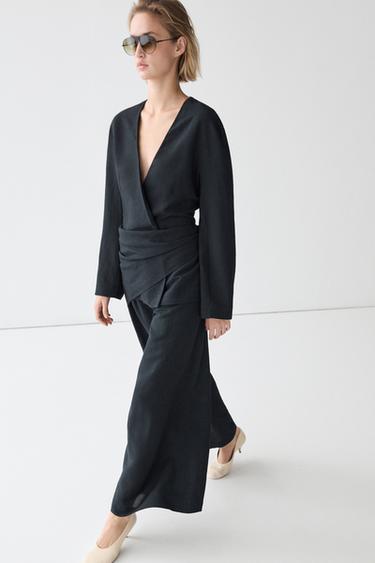 Zara Lightweight kimono with sash detail - Deep blue