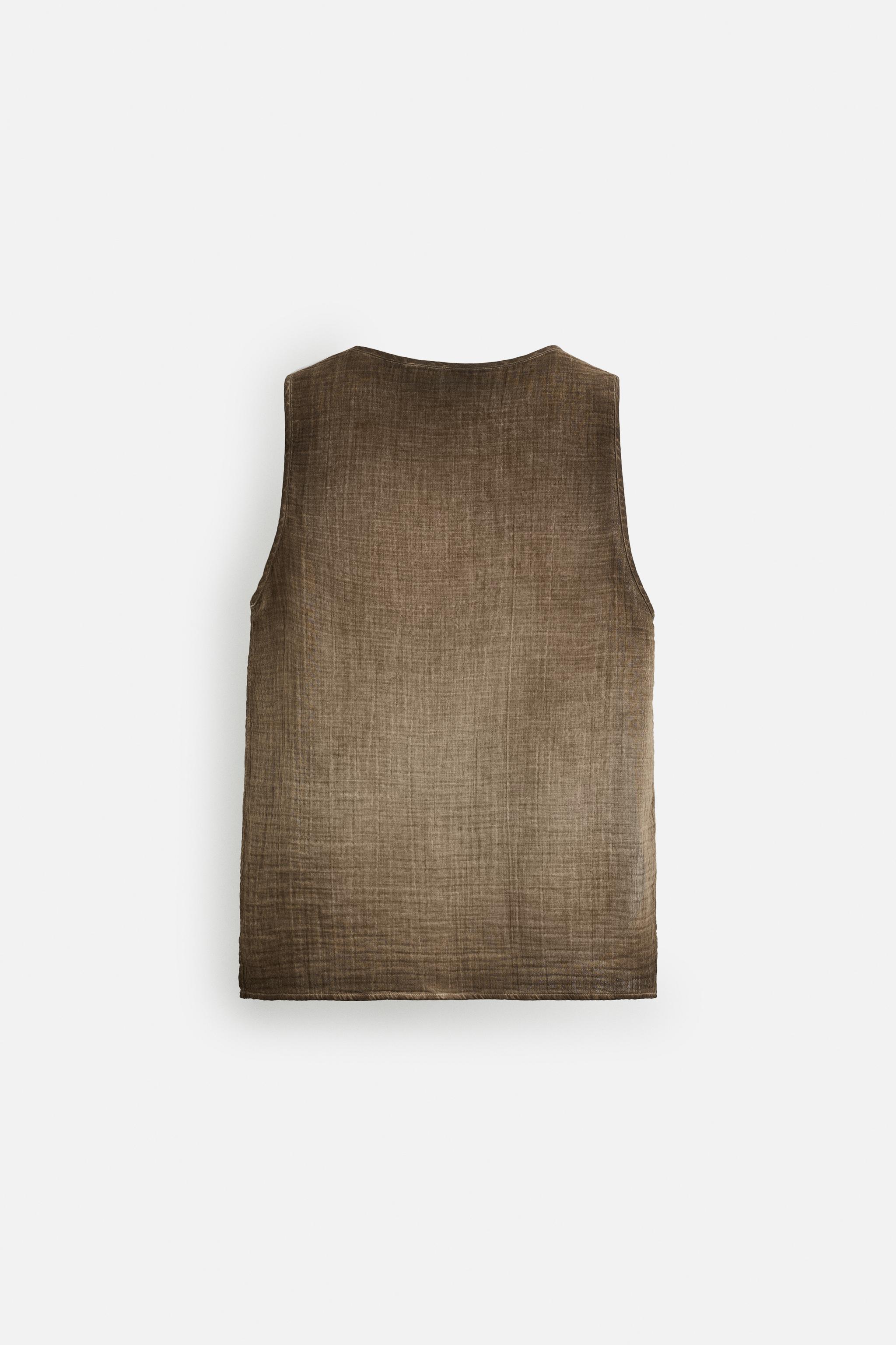 シワ加工タンクトップ - ブラウン | ZARA Japan / 日本