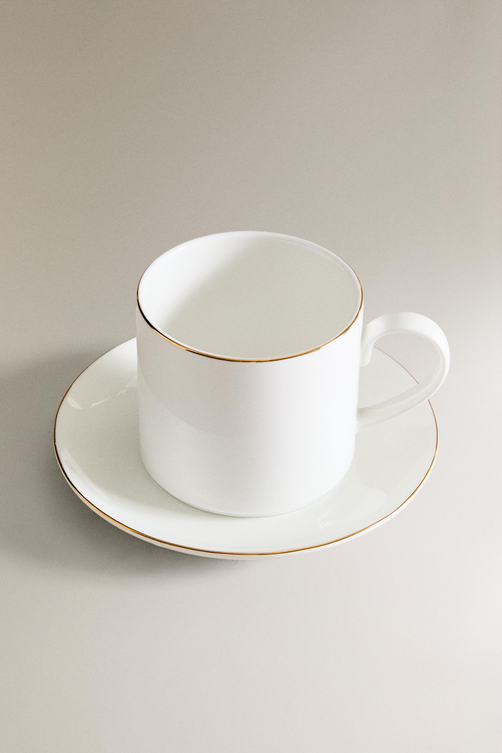 TASSE À CAFÉ AVEC SOUCOUPE PORCELAINE BONE CHINA BORD