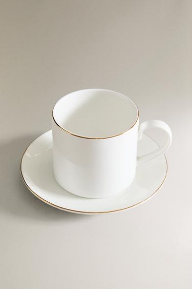 GOLD BONE CHINA COFFEE CUP AND SAUCER - Gold by Zara - Image 1