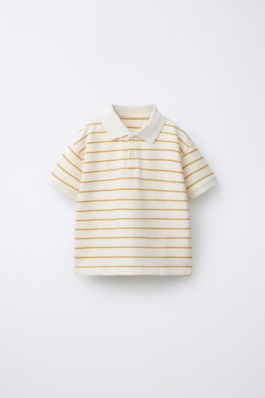 Zara PRUGASTA POLO MAJICA – Prljavo bijela/Žuto