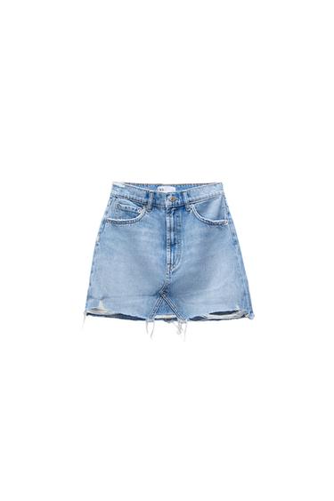 RIPPED DENIM MINI SKIRT