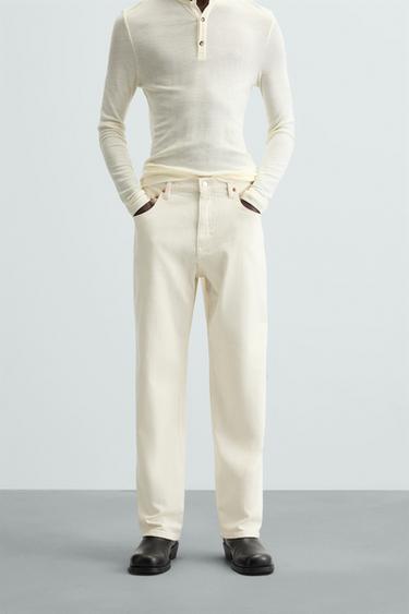 JEANS RELAXED FIT AJUSTABLE - Blanco roto de Zara