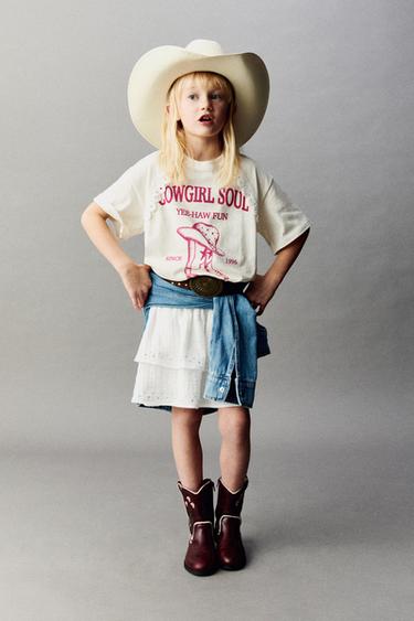 Zara LACE PRINTED T-SHIRT - Sand