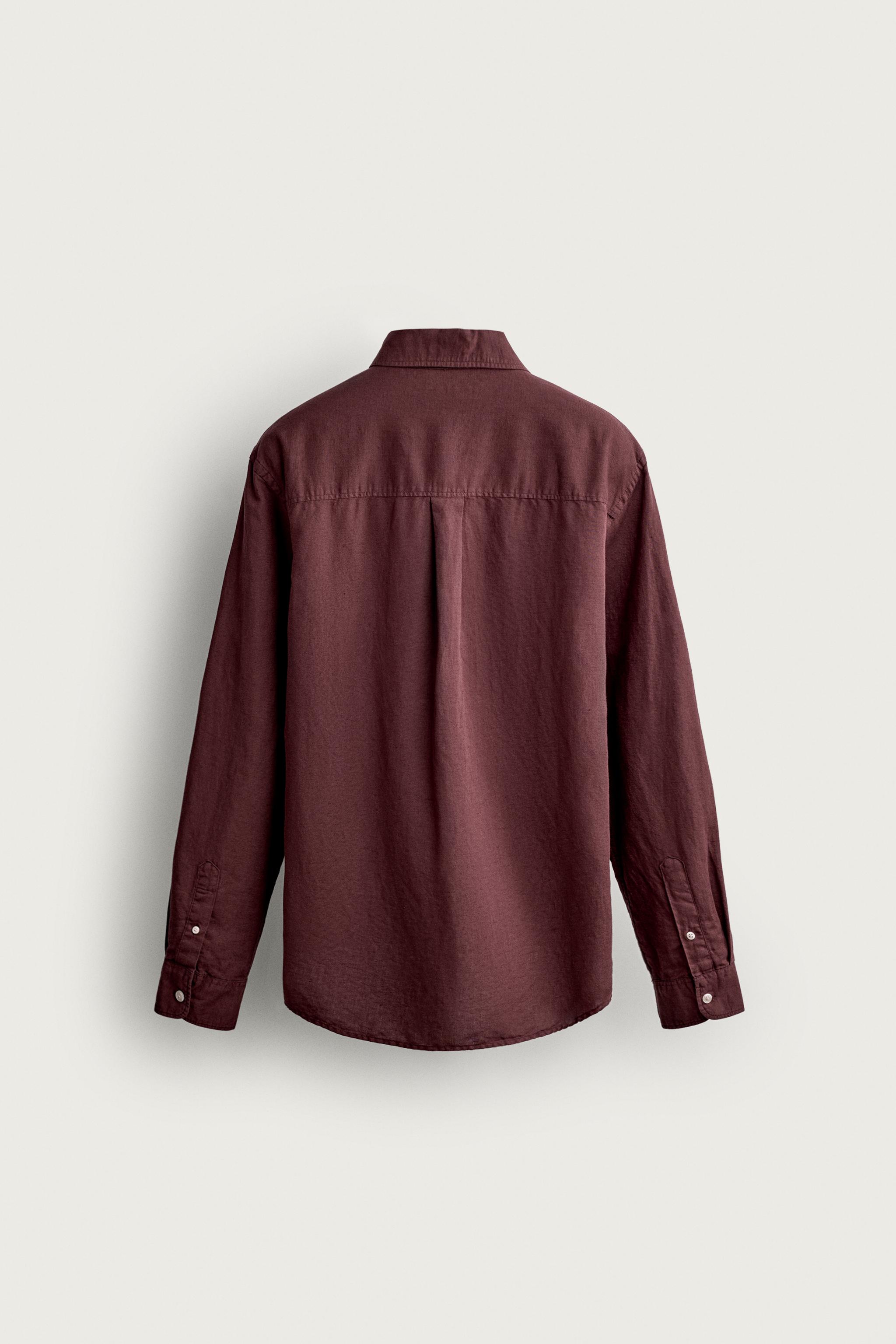 Мужские рубашки Zara LINEN COTTON BLEND SHIRT — фото 9