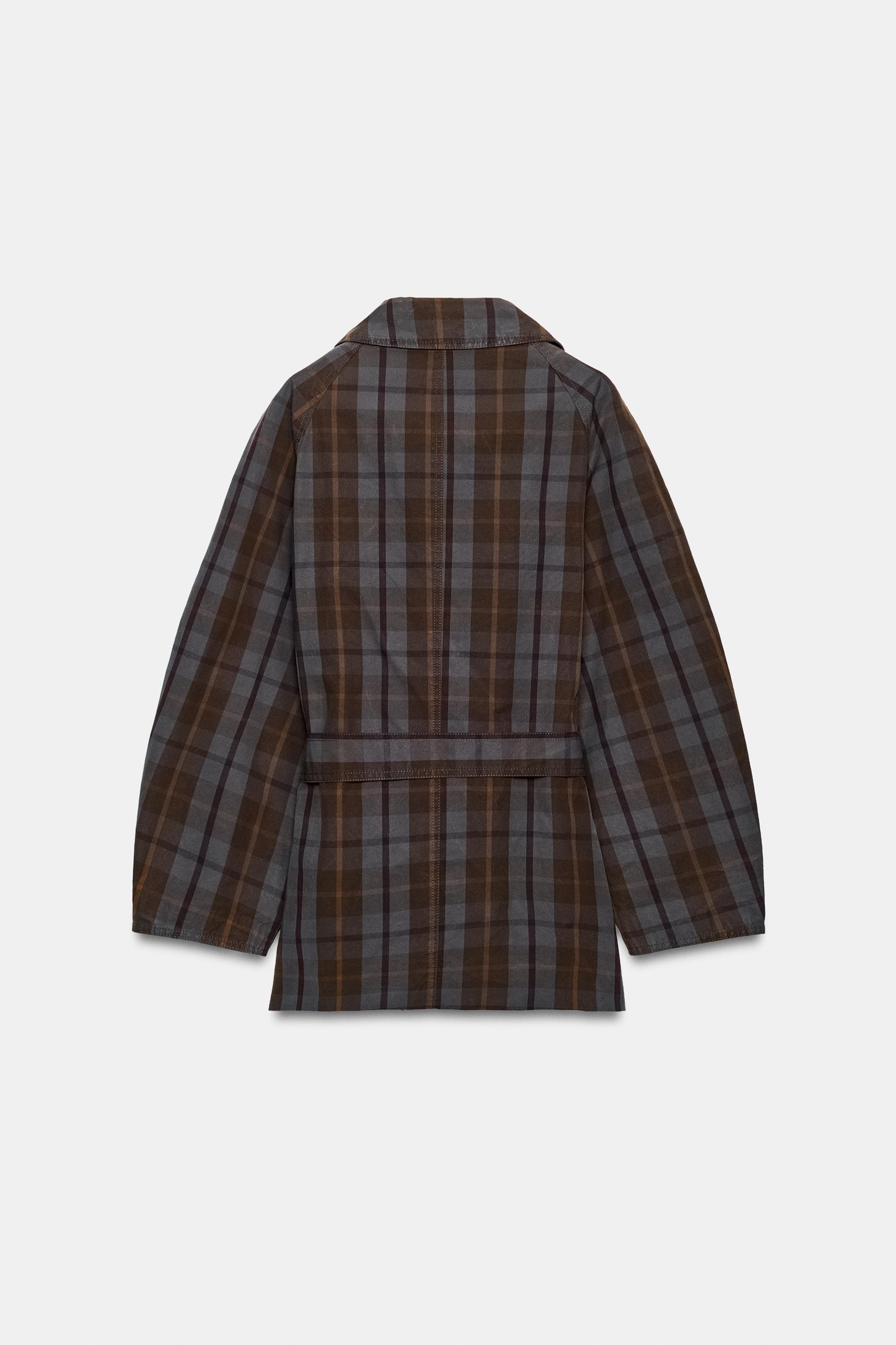 PLAID BELTED TRENCH COAT