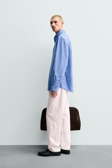 ORIGINS REGULAR FIT SHIRT WITH POCKET - Mid-blue by Zara - Image 3