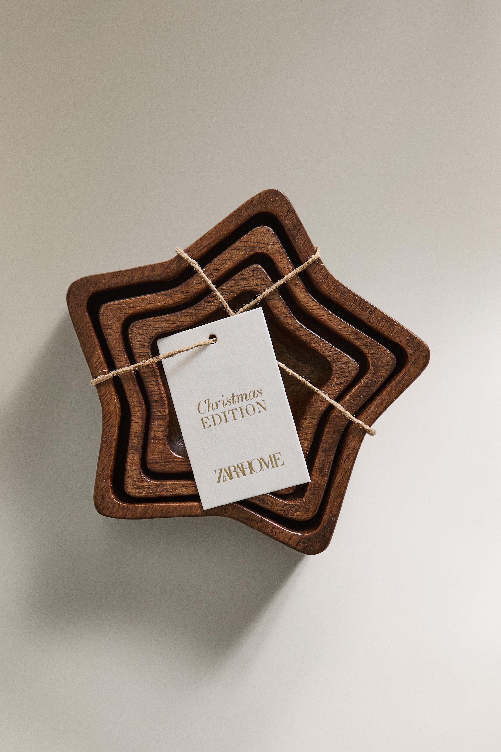 SET OF WOOD STAR BOWLS FOR CHRISTMAS (SET OF 3)