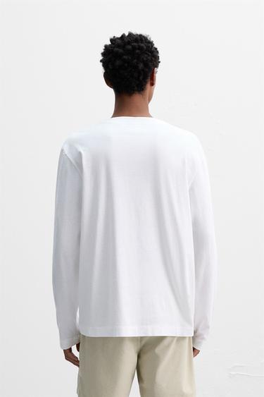 BUTTON NECK T-SHIRT - White by Zara - Image 2