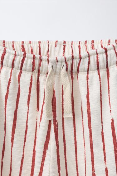 STRIPED BALLOON TROUSERS - Ecru / Red by Zara - Image 2