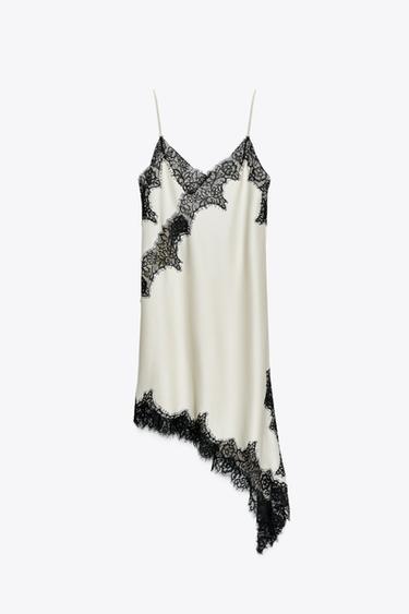 ROBE ASYMÉTRIQUE EN DENTELLE ZW COLLECTION - Écru / Noir de Zara - Image 7