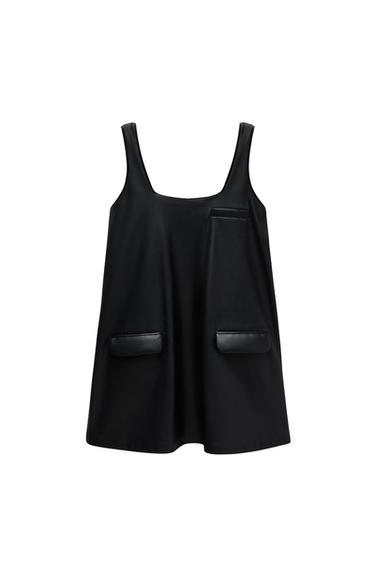 FAUX LEATHER PINAFORE DRESS