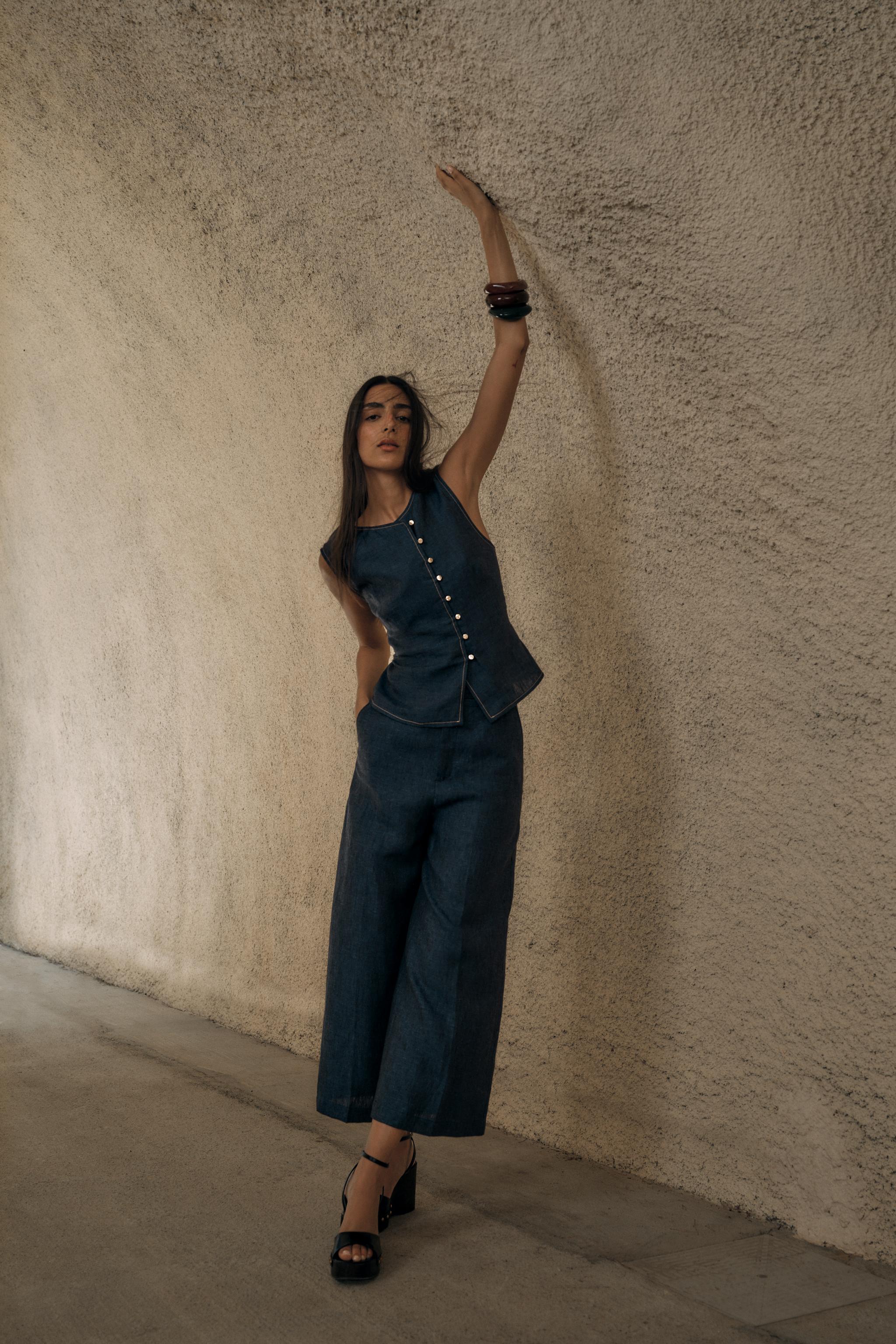 リネンキュロットパンツ - インディゴブルー | ZARA Japan / 日本