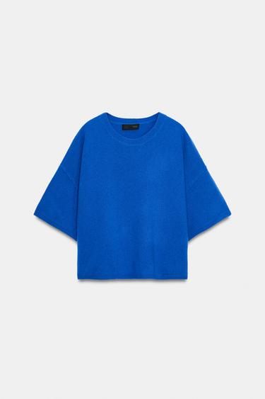 PULL 100 % LAINE MANCHES LARGES - Bleu roi de Zara - Image 4