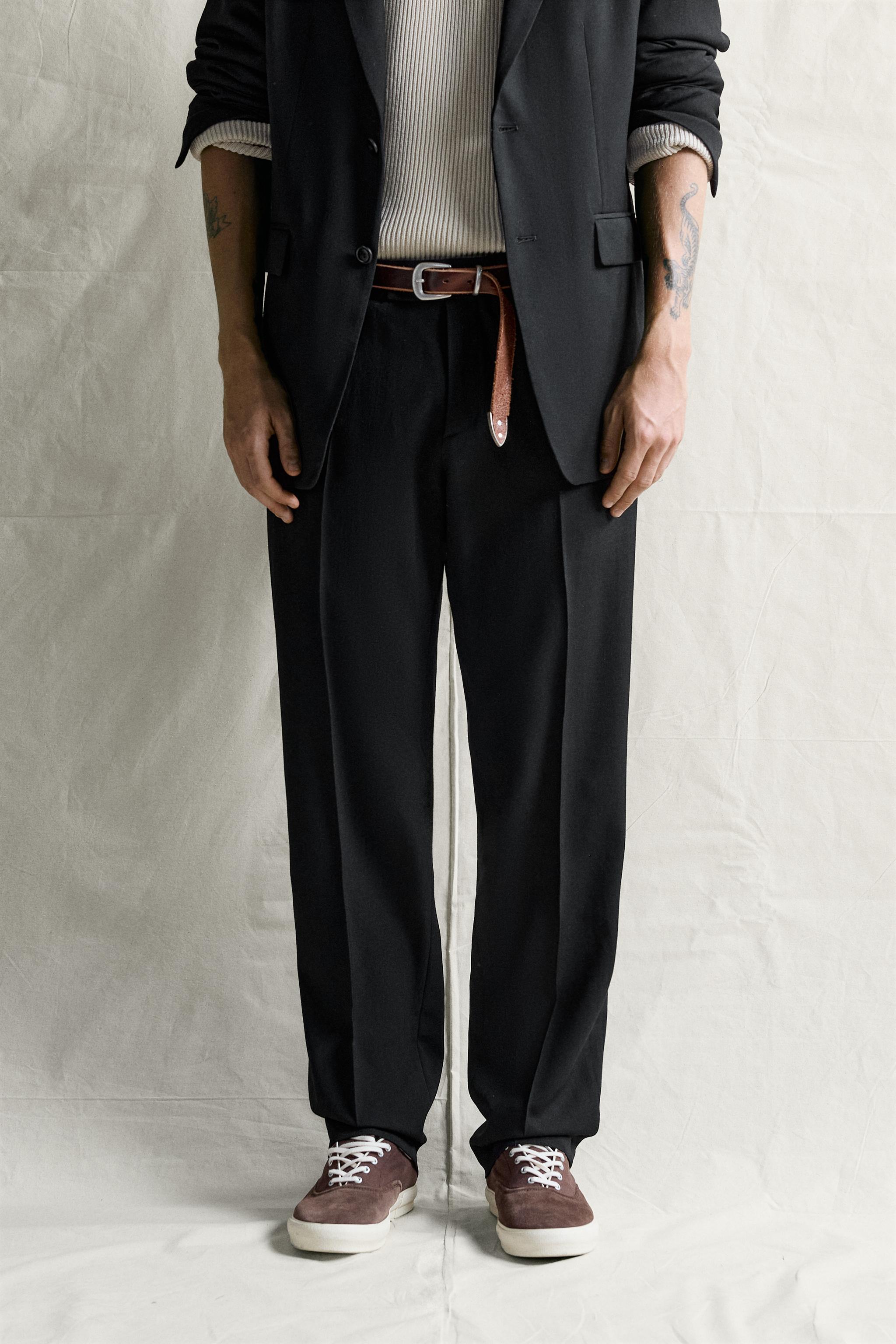 Zara %100 YÜN REGULAR FIT TAKIM PANTOLONU görsel 2