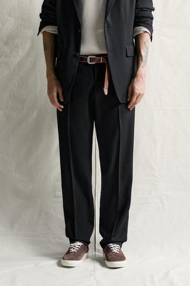 100% WOOL REGULAR-FIT SUIT PANTS — Black 2