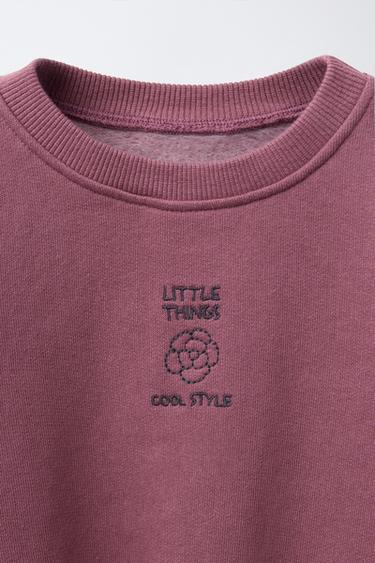 EMBROIDERED SWEATSHIRT - Burgundy by Zara