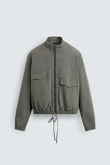 ÁO KHOÁC VẢI KỸ THUẬT DÁNG LỬNG - Màu nâu xám từ Zara