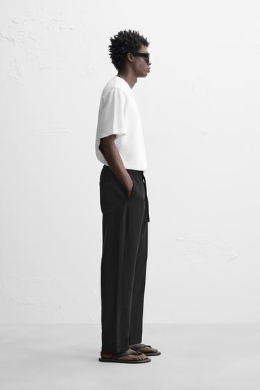 REGULAR FIT LYOCELL - VISCOSE TROUSERS - Black by Zara - Image 2