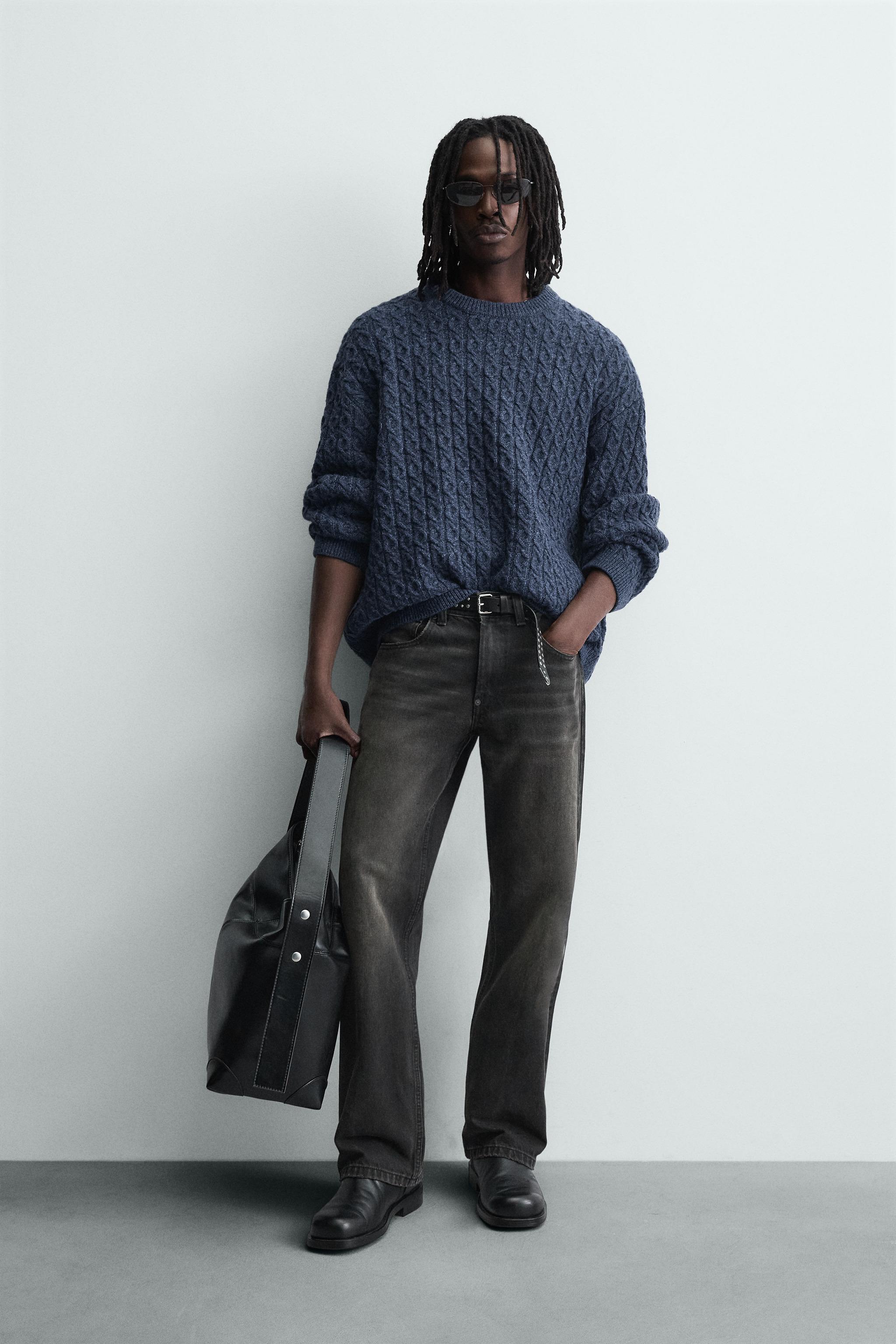 SUÉTER OVERSIZE COM ESTRUTURA DE TRANÇAS - Índigo | ZARA Brasil
