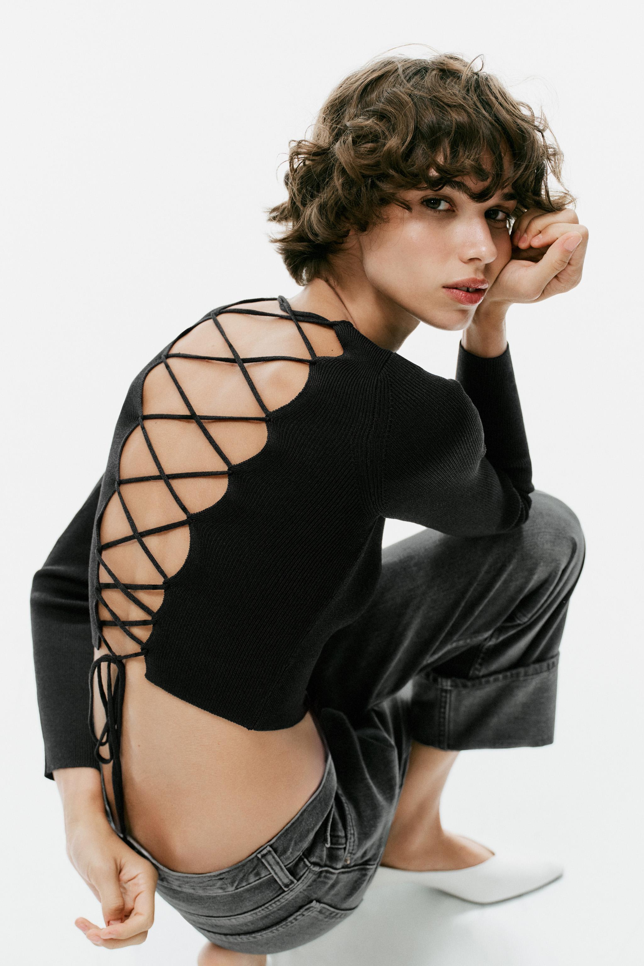 Женские свитеры Zara KNIT CROSSED BACK TOP — фото 3