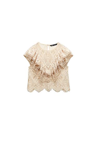 RUFFLED LACE TOP