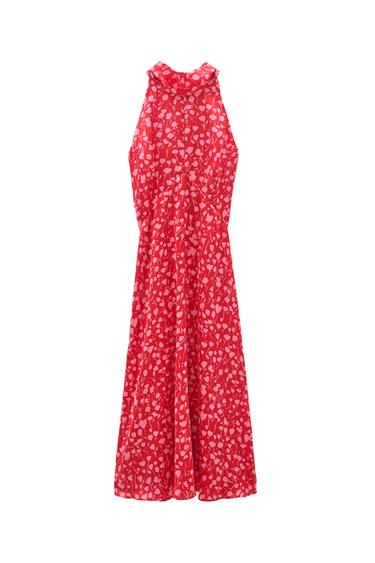 PRINTED HALTER NECK DRESS