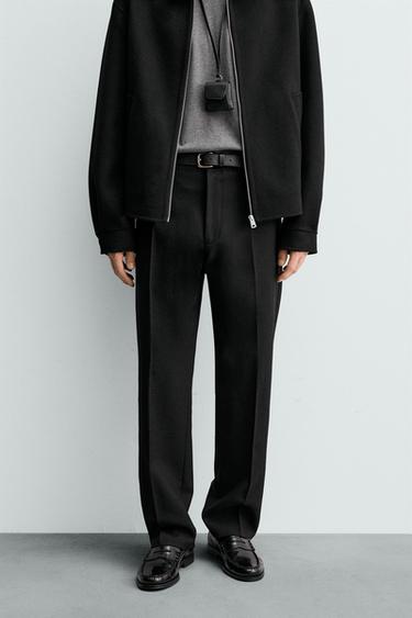 WOOL CHINO TROUSERS - Black by Zara