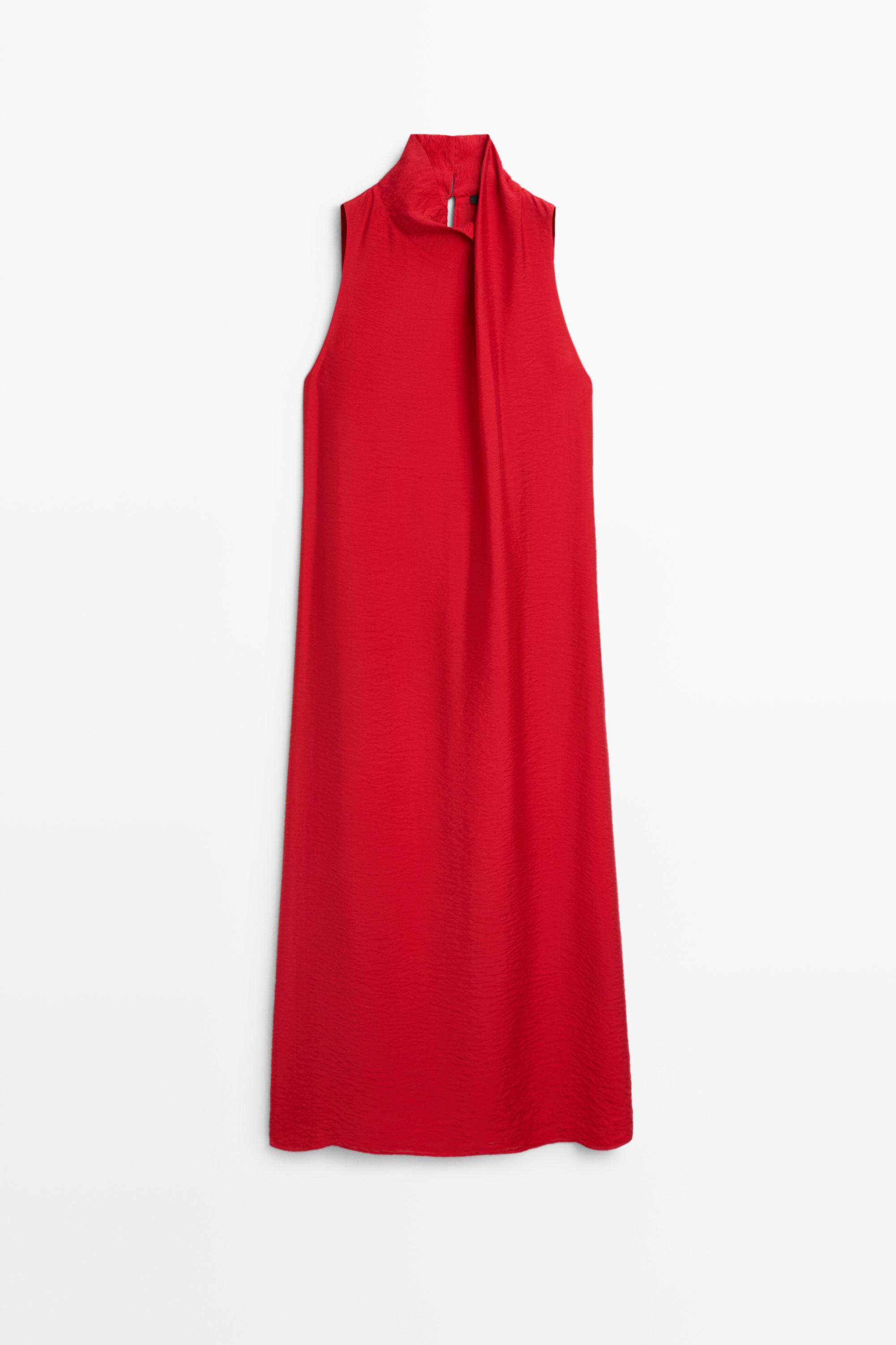 Robe midi fluide à col drapé