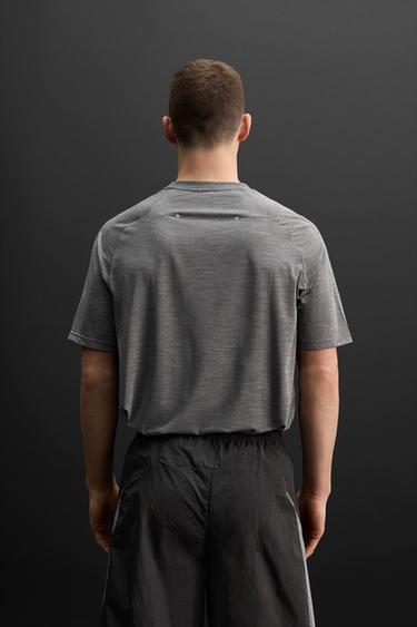 PERFORATED TEXTURED T-SHIRT - White / Grey by Zara - Image 2