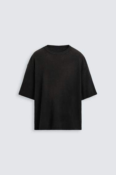CAMISETA LAVADA PUNTO - Negro de Zara
