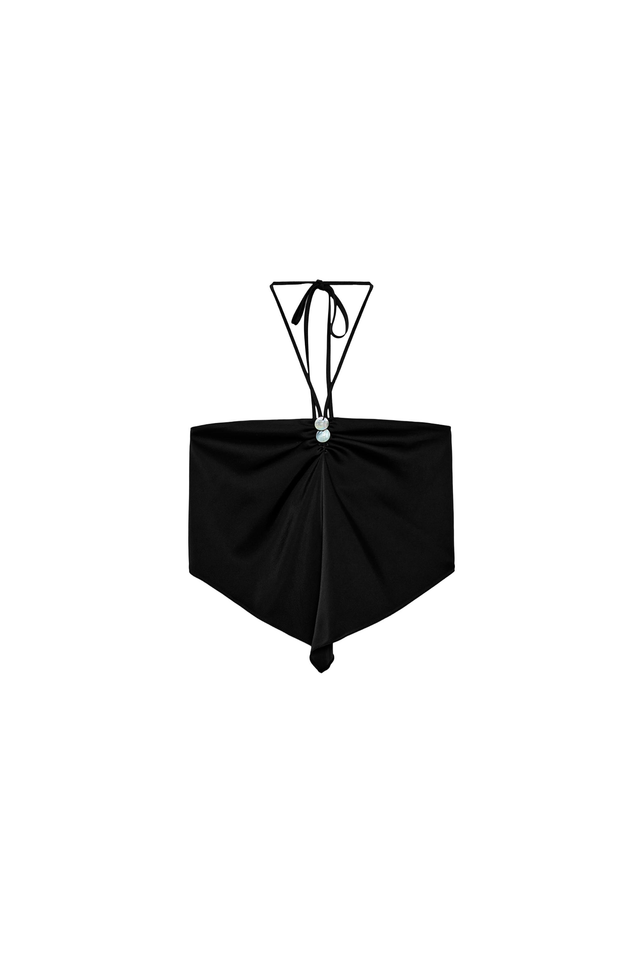 サテン ホルターネック クロップドトップス - ブラック | ZARA Japan