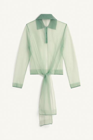 POLO EN MAILLE SEMI-TRANSPARENTE ÉDITION LIMITÉE - Vert d'eau de Zara - Image 7