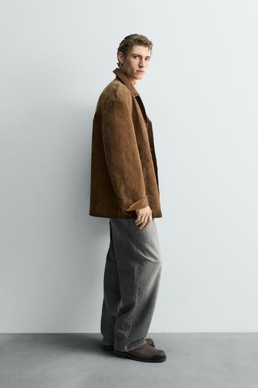VESTE EN CUIR DAIM LIMITED EDITION - Cognac de Zara - Image 3